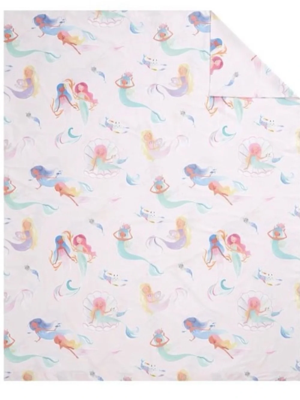 Pottery Barn Kids Organic Cotton Gemma Mermaid w/ Cats Full/Queen Duvet Cover